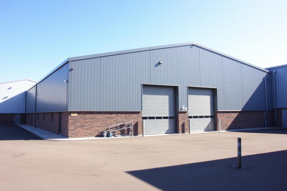 Clear span steel industrial unit built by Buildings UK